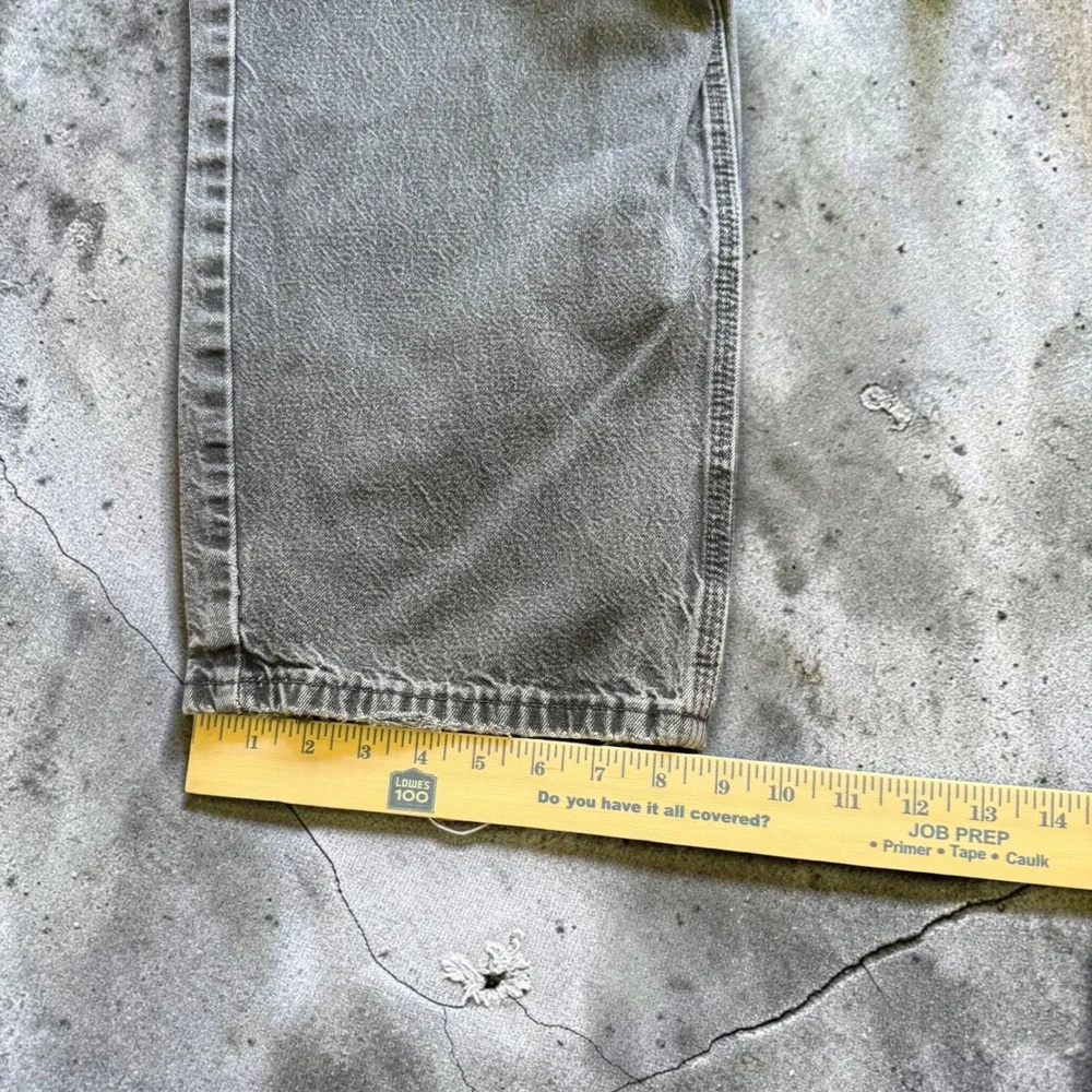 NRG Jeans Co Mens Gray Carpenter Pants Distressed Denim Utility Workwear 34x32